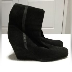 Authentic Prada Black Wedge Suede Boots